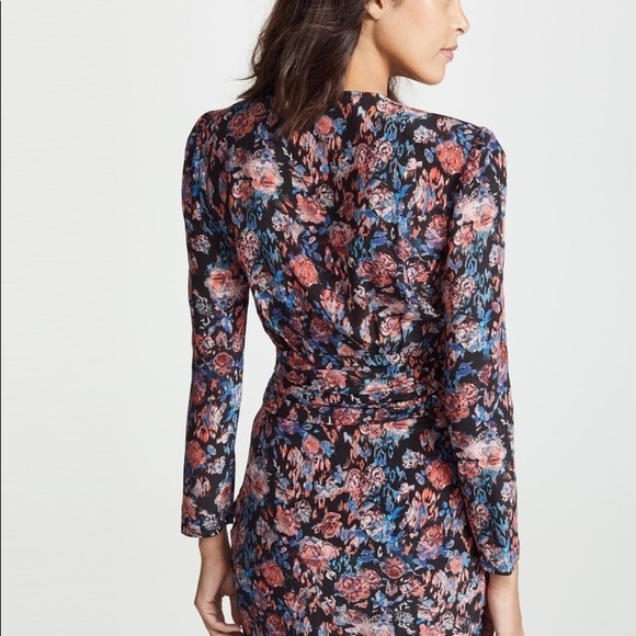 IRO / Fling floral black wrap long sleeve wrap tulip hem Dress 38 6 - Picture 7 of 12